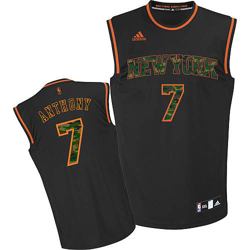NBA New York Knicks 7 Carmelo Anthony Camo Black Swingman Jersey